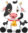 Cartoon cute baby cow posing sitting Royalty Free Stock Photo