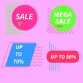 Sale. Mega sale. Web badges. Banner. Set of flyers.