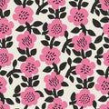 Vector Scandinavian simple flower illustration motif seamless repeat pattern Royalty Free Stock Photo