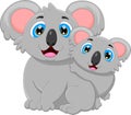 Cartoon mother koala and baby koala Royalty Free Stock Photo