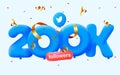 200k followers thank you Twitter 3d blue balloons and colorful confetti.