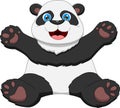 Cartoon cute panda waving on white background