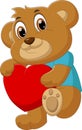 Cute little bear cartoon holding heart love Royalty Free Stock Photo