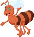 Cartoon cute ant carrying sugar Royalty Free Stock Photo