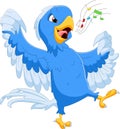 Cartoon blue bird singing Royalty Free Stock Photo