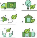 Ãâ¢co-friendly icons green blue Royalty Free Stock Photo