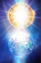 Spiritual love healing Earth, Central Sun energy, golden power, Star of David, evolution, transformation Royalty Free Stock Photo