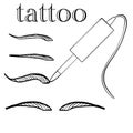 Tattoo master, tattoo master, permanent tattoo master, eyebrow tattoo, eyebrows of different types,tattoo machines of different ty