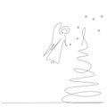 Christmas angel silhouette on white background, vector illustration Royalty Free Stock Photo