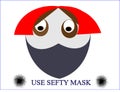 Sticker Web, logo, cartoon, use safety mask sticker black maak funny hair Royalty Free Stock Photo