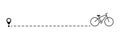 Bike mileage with start point. Bicycle and route. Travel destination symbol.