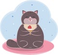 Cute funny cat eating strawberry ice cream Royalty Free Stock Photo