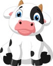 Cartoon cute baby cow posing sitting Royalty Free Stock Photo