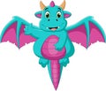 Cute little dragon cartoon waving Royalty Free Stock Photo