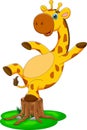 Cartoon cute baby giraffe standing