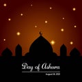 Day of ashura happy muharam happy islamic new year with background mosque and stars