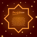 Day of ashura happy muharam happy islamic new year greeting card with shape and stars background