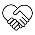 Handshake collaboration heart shape logo. Business agreement concept icon. Vector illustration isolated on white background. Royalty Free Stock Photo