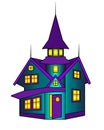 House. Mysterious Halloween mansion with a tower - vector full color illustration. Scary House - Halloween illustration. The witch