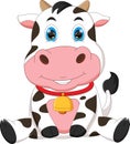 Cartoon cute baby cow posing sitting Royalty Free Stock Photo