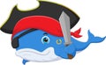 Cute whale wearing pirate costume Royalty Free Stock Photo