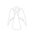 Christmas angel silhouette line drawing, vector illustration Royalty Free Stock Photo
