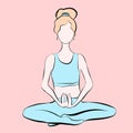 Yoga, exercise, training, philosophy, yogin,hermit, a girl does yoga,a girl in meditation, a girl is engaged in health promotion.s Royalty Free Stock Photo