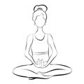 Yoga, exercise, training, philosophy, yogin,hermit, a girl does yoga,a girl in meditation, a girl is engaged in health promotion.s Royalty Free Stock Photo