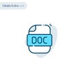 Word document, Doc file type, Document icon, notepad, Writing, File icon, office application, Editable stroke