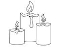 Romantic Candles. Three burning candles - vector linear picture for coloring book or logo. Outline. Royalty Free Stock Photo