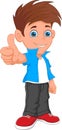 Cute boy thumbs up on white background Royalty Free Stock Photo