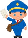 Postboy posing and holding envelope