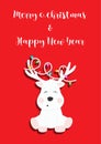 Colorful greeting card with cute deer and christmas lights. Royalty Free Stock Photo