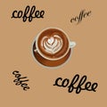 A cup of coffee, coffee is loved by many, delicious coffee in a beautiful cup, coffee with foam, cappuccino coffee, coffee with fo