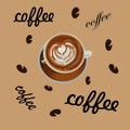 A cup of coffee, coffee is loved by many, delicious coffee in a beautiful cup, coffee with foam, cappuccino coffee, coffee with fo
