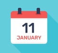 Calendar January 11 icon illustration isolated vector sign.