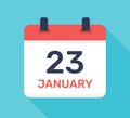 January 23. Date on calendar icon. Vector illustration
