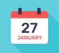 Calendar day on 27 January icon vector illustration. Royalty Free Stock Photo