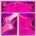 Set of bright information posters for bachelorette or ladies party