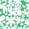 Vector retro Scandinavian abstract flower and leaf illustration motif seamless repeat pattern Royalty Free Stock Photo