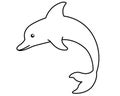 Bottlenose dolphin - vector stylized linear picture for coloring pages, logo or pictogram. Outline. Jumping Dolphin emerging from Royalty Free Stock Photo