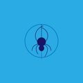 Spider climbing web. flat design vector illustration with icons and character. Usable for business , technology logos, web and ico