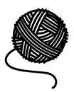 Knitting Tangle. Knitting thread coiled into a ball - vector silhouette illustration for logo or pictogram. A ball of wool for han