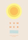 summer minimalist poster design with the sun of summer Royalty Free Stock Photo