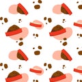 Seamless pattern with plate of food for cat or dog. Bowl with feed. Nutriment, foodstuff, pabulum. Vector illustration Royalty Free Stock Photo