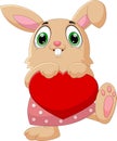 Cute rabbit cartoon holding heart love Royalty Free Stock Photo