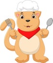 Cute cat holding fork and spoon Royalty Free Stock Photo