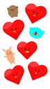 Set of anime stickers heart koala hare bear