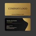 Business card template in gold, black, gradient design