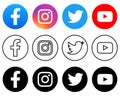 social media icons facebook instagram round Royalty Free Stock Photo